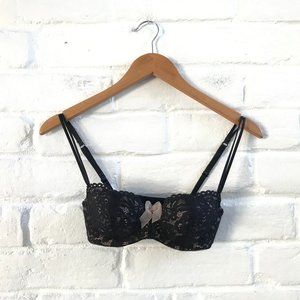 B.Tempt'd Black Lace Padded Ciao Bella Balconette Underwire Bra Women's Size 30C